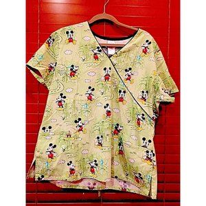Disney Scrub Mickey Green Road Large Uniform Top brand uniform medical